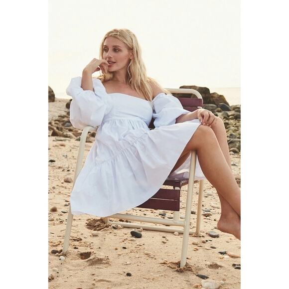 Cara Cara Sip Sip Off the Shoulder Square Neck Mini Dress in White Size XS - Picture 1 of 7